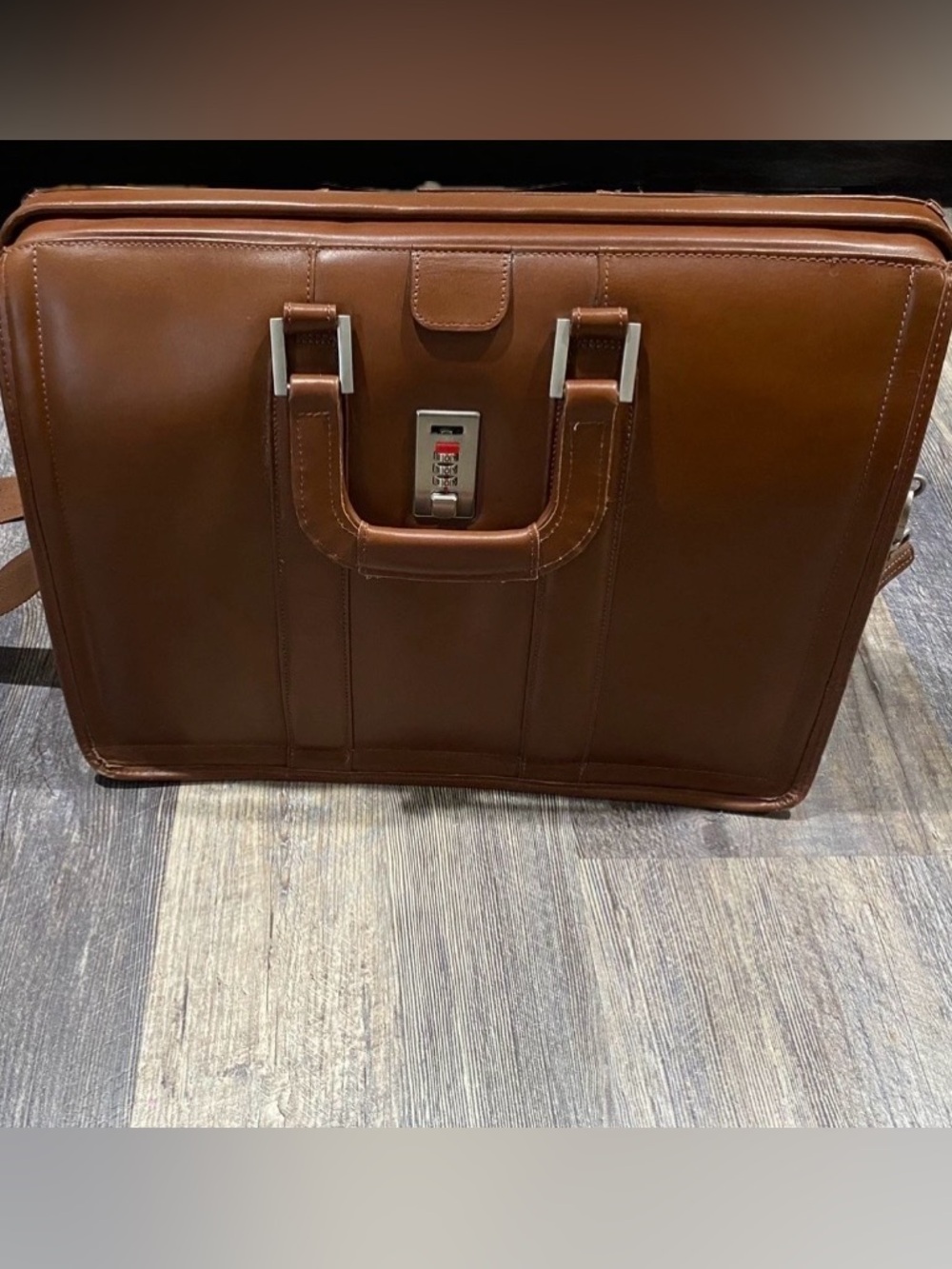 Vintage Brown Leather Briefcase Attache Case Klein Combination Lock Laptop Bag - Picture 3 of 8